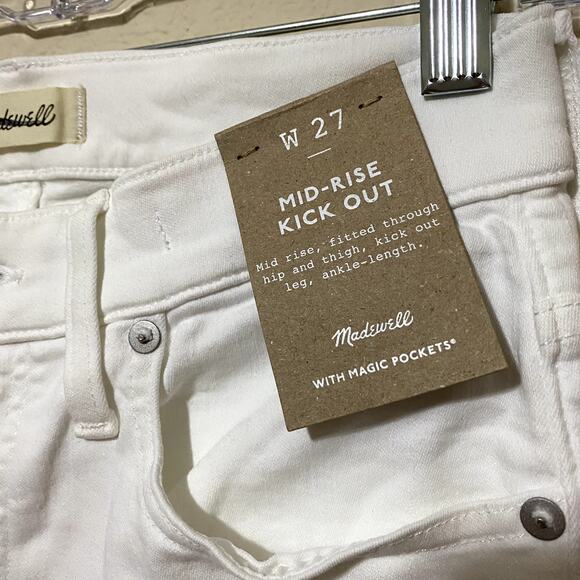 NWT MADEWELL Mid-Rise Kick-Out Size 27 Ankle-Length Pure White MSRP $128 - Picture 4 of 10
